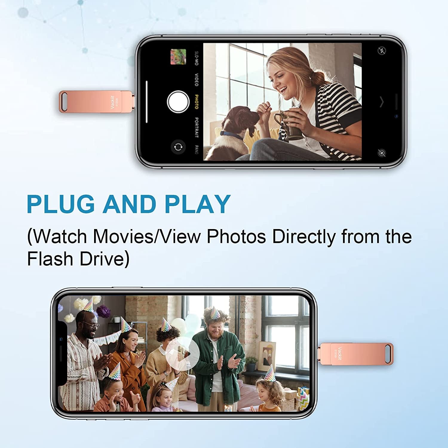 Apple Mfi Certified Photo Stick, 3 in 1 Iphone Flash Drive 512GB, Iphone Memory Stick for Photo Storage Iphone Thumb Drive External Storage Compatible for Iphone/Pc/Ipad/More Devices Pink