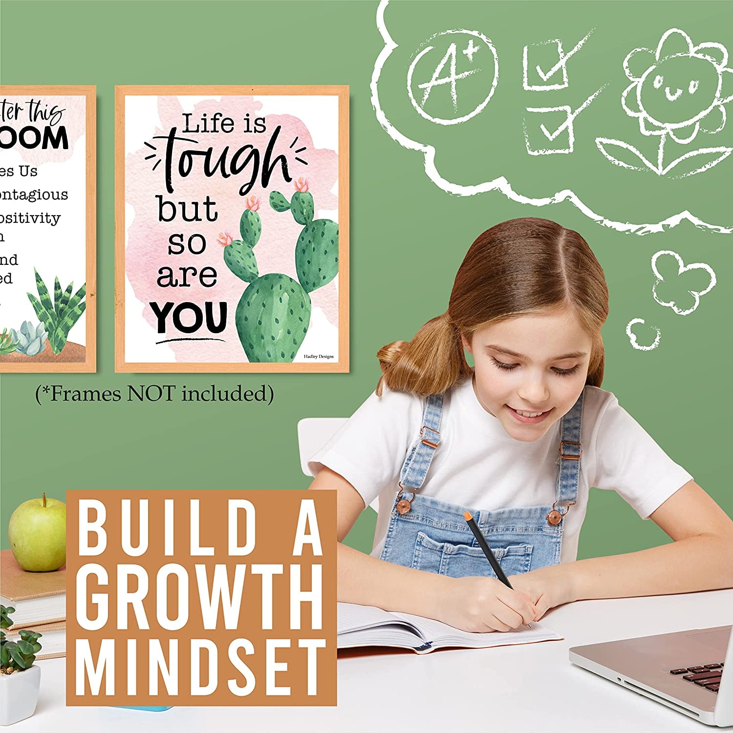 9 Cactus Classroom Decor Signs - Welcome Sign for Classroom Motivational Posters for Classroom Bulletin Board Decorations, Growth Mindset Classroom Posters Elementary, Middle School, Classroom Rules