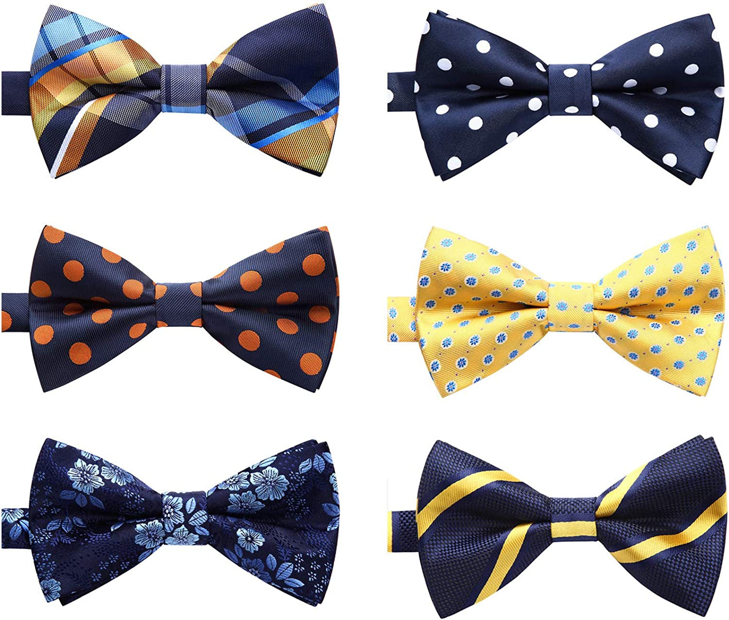 3/6 Pack Bow Ties for Men Paisley Plaid Dot Pre-Tie Bow Tie and Pocket Square Formal Bowties Handkerchief Set Adjustable