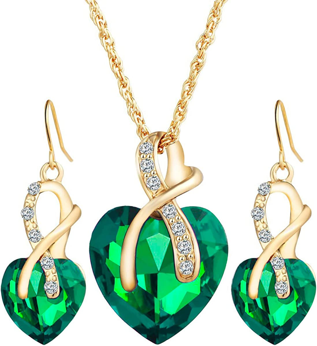 Love Heart Pendant Necklace for Women Heart Jewelry Set Heart Necklace and Heart Earring Love Heart Necklace Christmas Jewelry Gift Heart Necklace Valentine’S Day Jewelry Gift for Women