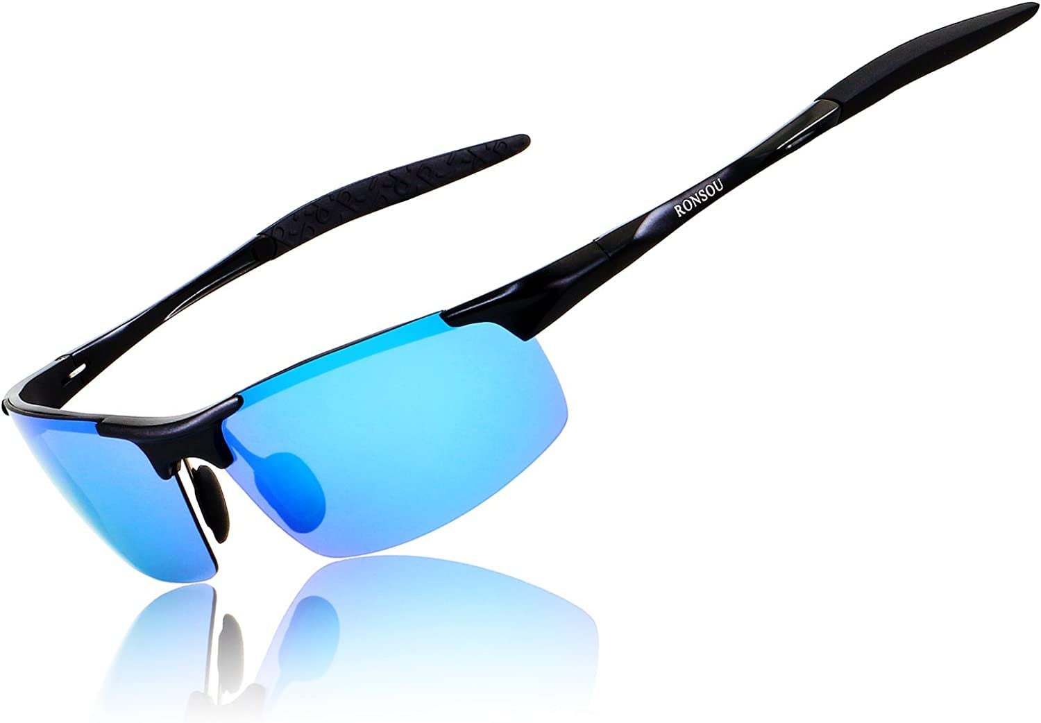 Men Sport Al-Mg Polarized Sunglasses Unbreakable for Driving Cycling Fishing Golf