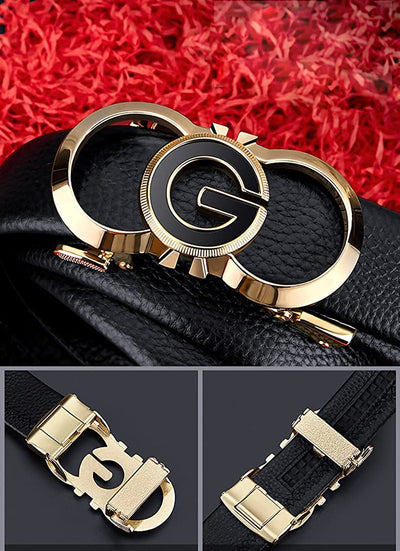 Leather Ratchet Belts for Men Automatic Buckle Casual Work Dress Belt with Gift Box