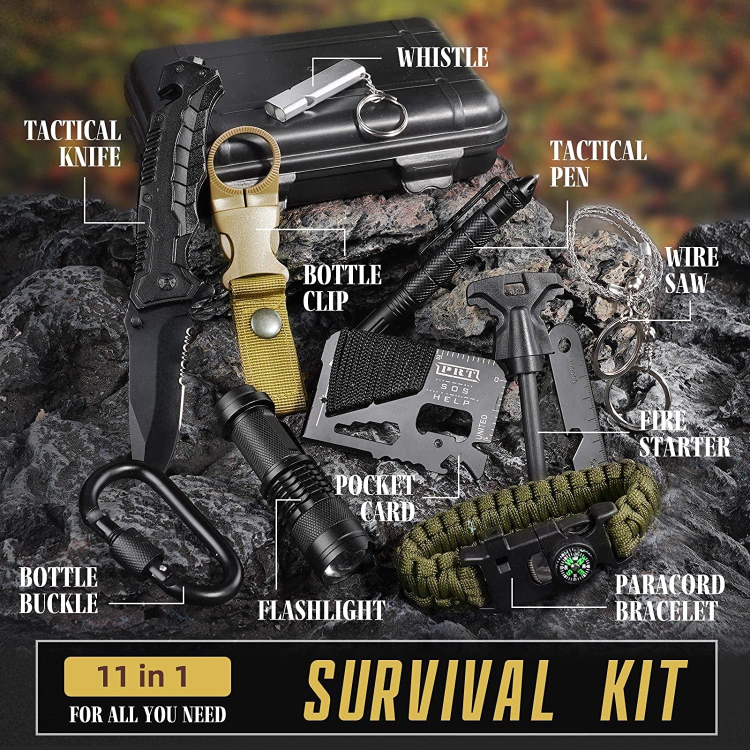 Gifts for Men Husband Dad, Survival Gear and Equipment 14 in 1, Survival Kit, Christmas Stocking Stuffers Birthday Gift Ideas for Him Boyfriend Teenage Boy, Camping Hunting Fishing Accessories