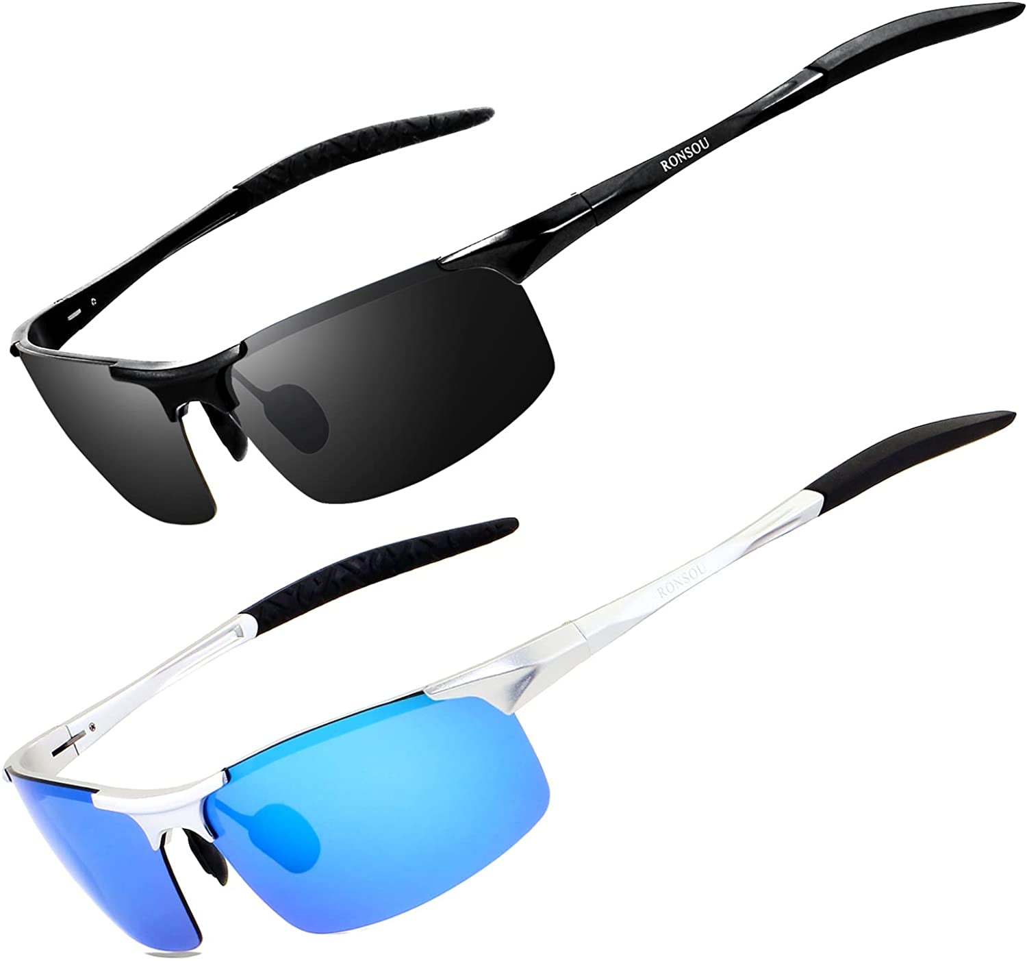 Men Sport Al-Mg Polarized Sunglasses Unbreakable for Driving Cycling Fishing Golf