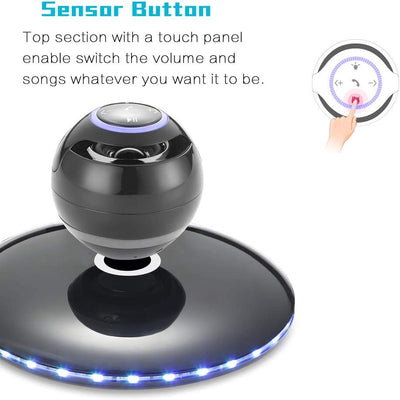 Magnetic Levitating Speaker Bluetooth 4.0 LED Flash Wireless Floating Speakers with Microphone and Touch Buttons (Black)