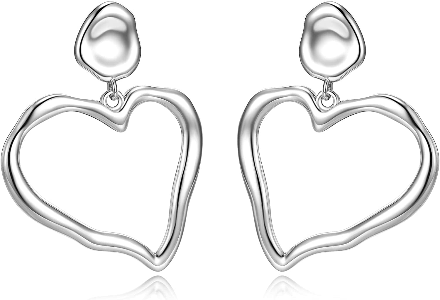 Heart Hoop Earrings 925 Sterling Silver Dangle Earrings Drop Earrings for Women Girl Earrings Christmas Day/Valentine Day/Birthday Arrings Gifts