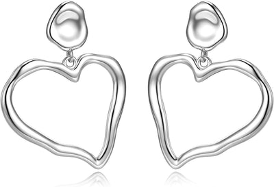 Heart Hoop Earrings 925 Sterling Silver Dangle Earrings Drop Earrings for Women Girl Earrings Christmas Day/Valentine Day/Birthday Arrings Gifts