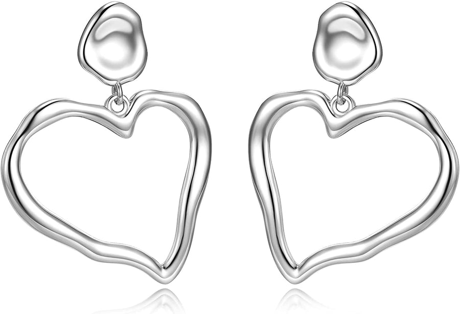 Heart Hoop Earrings 925 Sterling Silver Dangle Earrings Drop Earrings for Women Girl Earrings Christmas Day/Valentine Day/Birthday Arrings Gifts