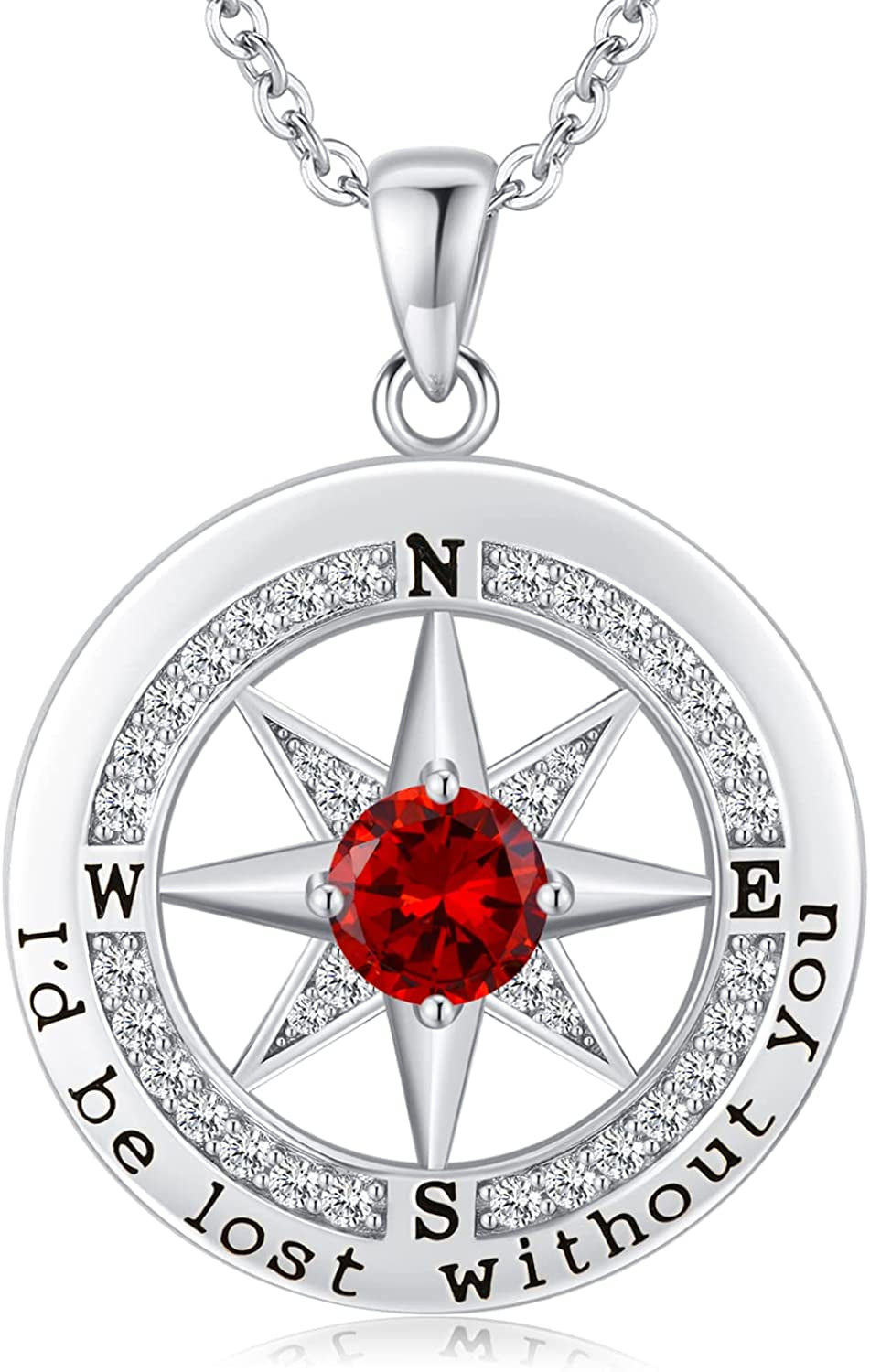 S925 Necklace Gift for Wife, Compass Jewelry Women Wedding Anniversary, Sterling Silver Girlfriend Birthday Gifts for Her, Girls Necklaces for Daughter Valentines Day, I'D Be Lost without You