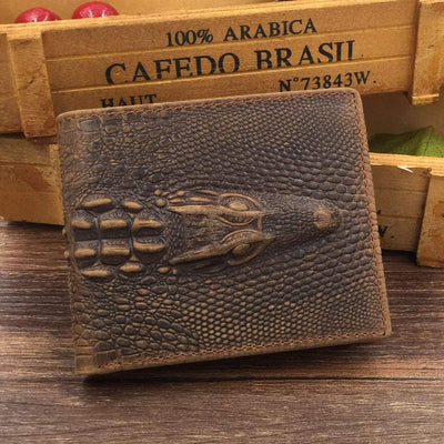 Crocodiile Wallets for Men- Ultra Slim Genuine Leather Mens Bifold Wallet Vintage Personal with Alligator Embossed