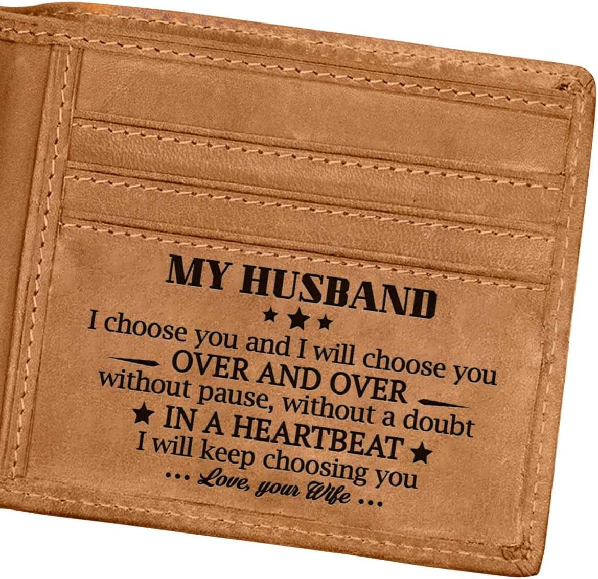 Engraved Bifold Wallet - to My Husband - I Love You More than Anything in the World Gifts for Men RFID Wallet Bifold Men Husband Gifts from Wife Christmas Birthday Father'S Day Gifts
