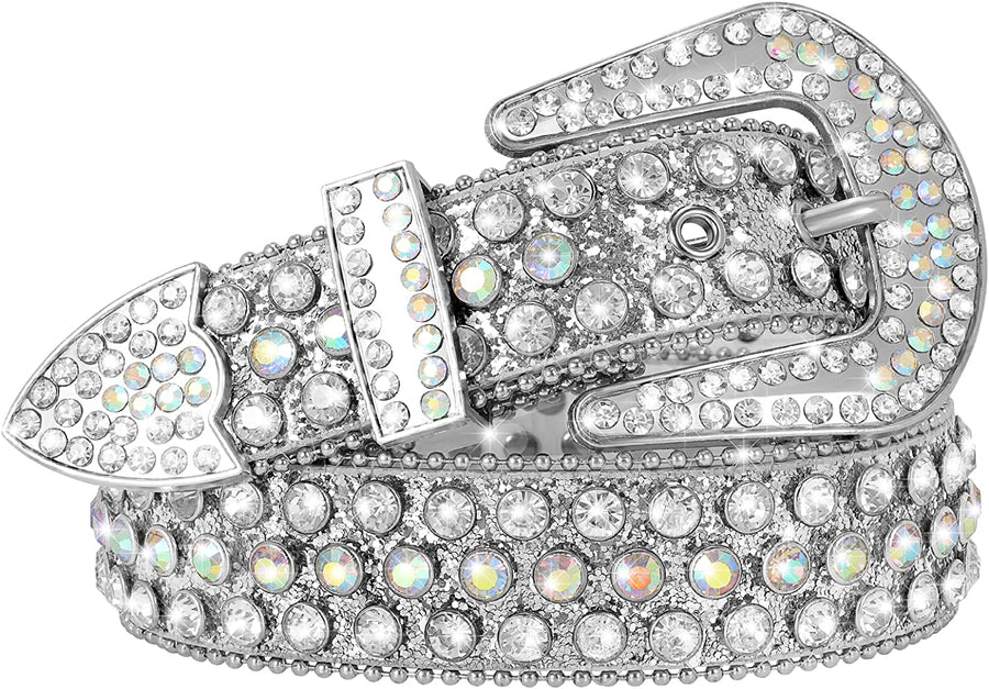 Men Women Fashion Rhinestone Belt Western Cowgirl Bling Studded Design Leather Diamond Belt for Jeans Dress