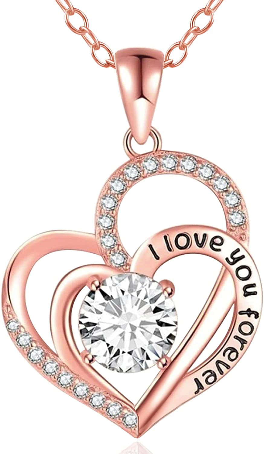 Necklaces for Women 925 Sterling Silver Forever Love Heart Pendant Necklace, Christmas Birthday Anniversary Valentine'S Day Jewelry Gift for Wife Mother Girls