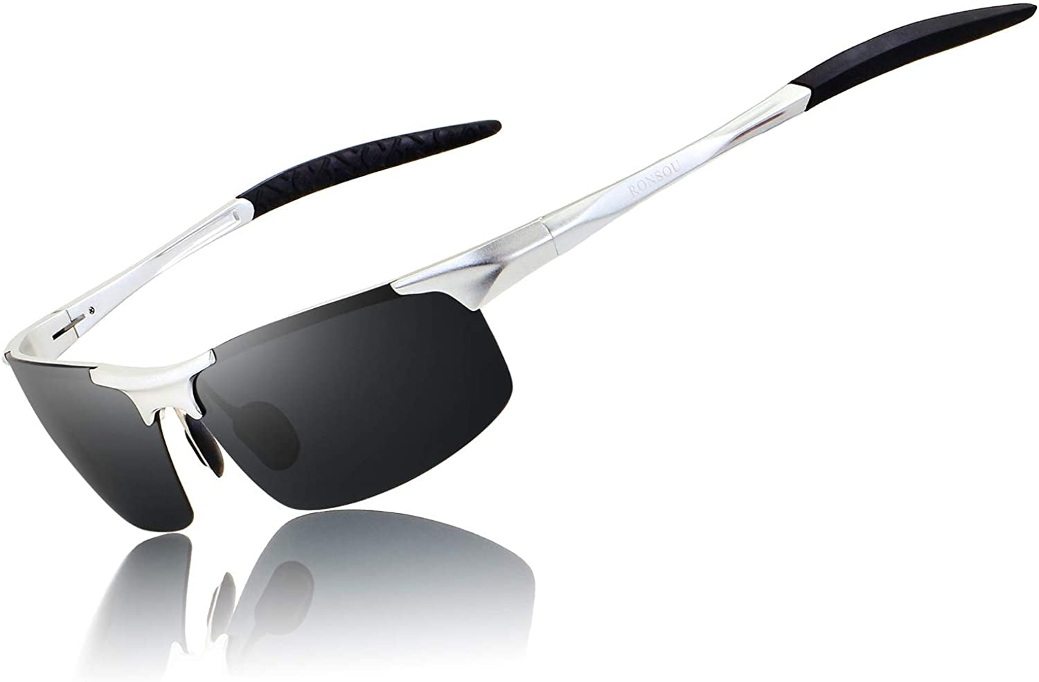 Men Sport Al-Mg Polarized Sunglasses Unbreakable for Driving Cycling Fishing Golf