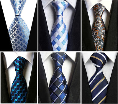 Lot 6 PCS Men'S Silk Tie Woven Necktie Jacquard Classic Ties for Men