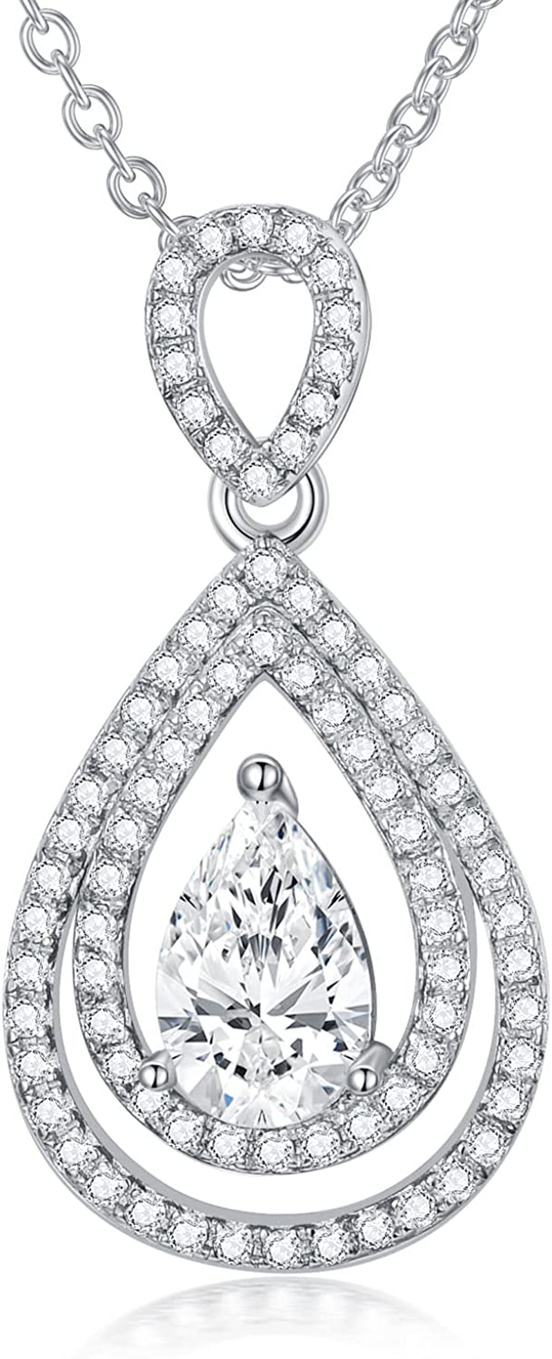 Moissanite Necklace for Women, 18K Gold Plated Sliver Moissanite Diamond Necklace, Anniversary Birthday Gifts for Her Wife Mom Grandma
