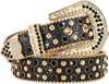 Women Rhinestone Belt for Jeans, Men Western Cowgirl Bling Studded Belt Faux Crocodile Grain Leather