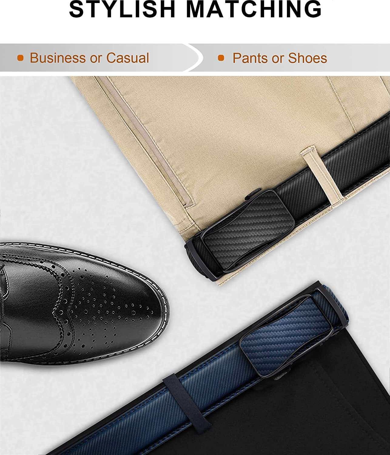 Mens Ratchet Belt 2 Units, Sliding Belt for Mens Dress Casual Pant Shirts Oxfords 1 3/8",Size Adjustable