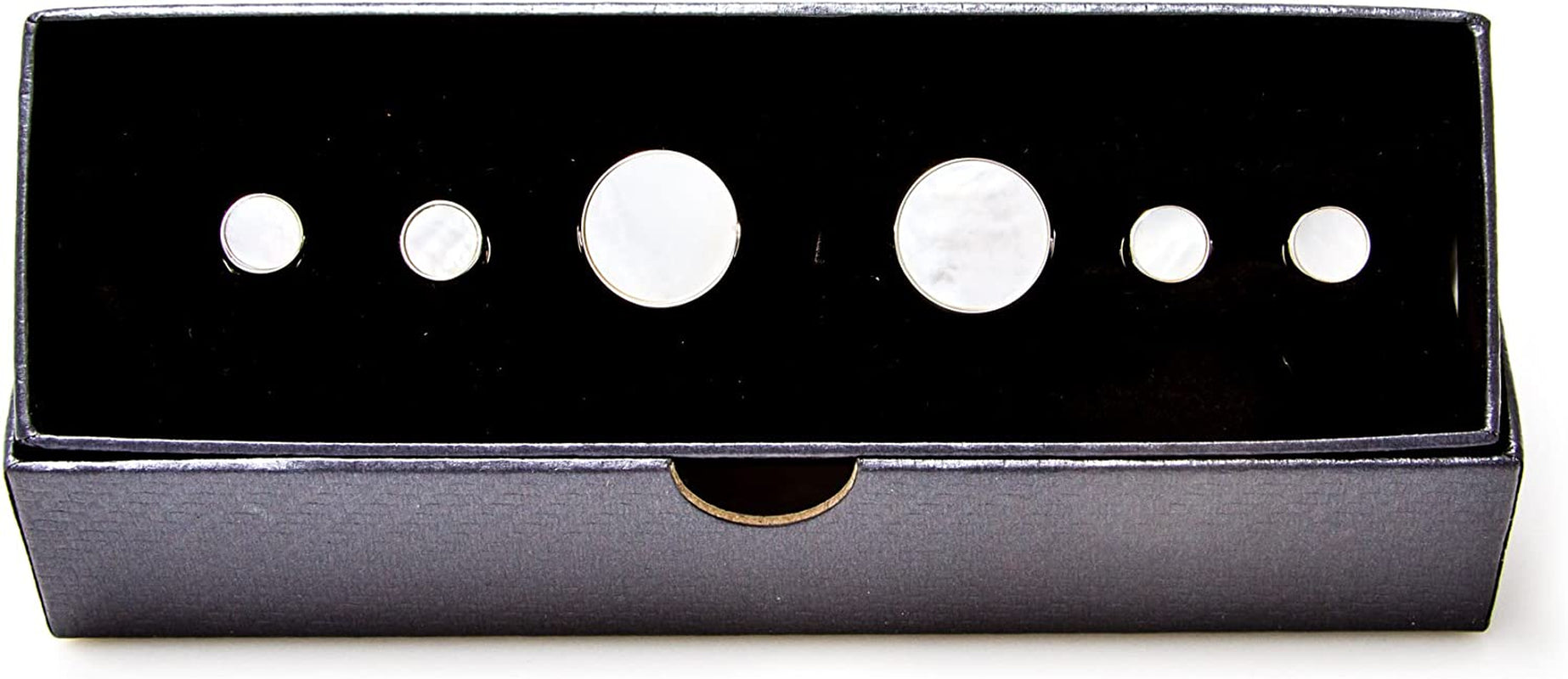 Mother of Pearl Cufflinks and Studs Tuxedo Set in a Presentation Gift Box & Polishing Cloth
