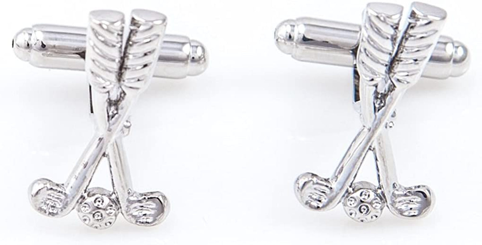 Golf Ball & Clubs Pair of Cufflinks & Tie Bar Clip in a Presentation Gift Box
