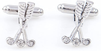 Golf Ball & Clubs Pair of Cufflinks & Tie Bar Clip in a Presentation Gift Box