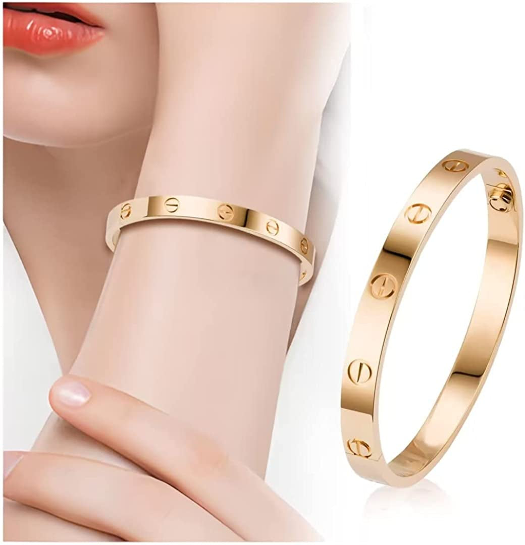 Love Bracelet Bangle with Screw Design Stainless Steel Hinged Jewelry Best Gifts for Love with Valentines Day Mothers Day Anniversary and Birthday for Men Women and Girls
