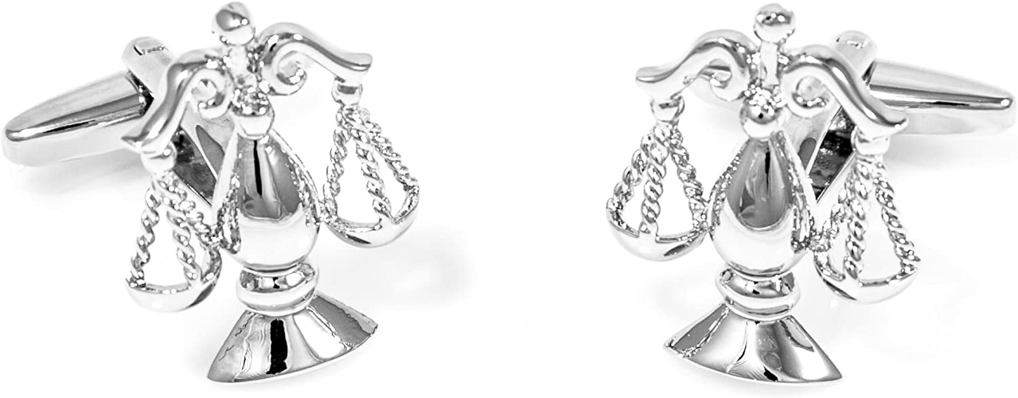 Scales of Justice Attorney Lawyer Judge Law Pair of Cufflinks and Tie Bar Clip with a Presentation Gift Box