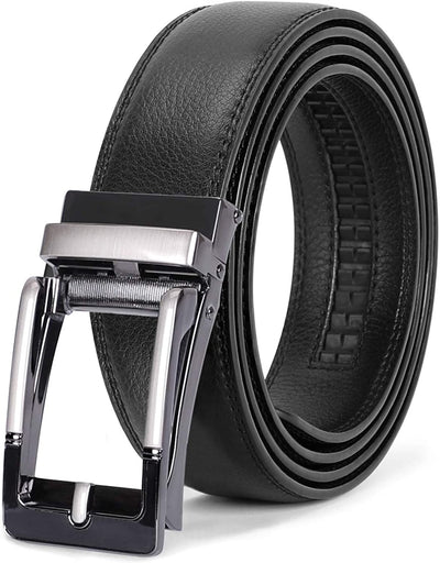 Men'S Ratchet Belt for Dress 2Pack Slid Leather Belt with Automatic Click Buckle