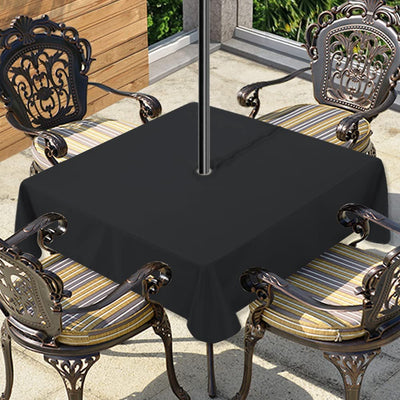 Outdoor and Indoor Tablecloth - Washable Waterproof Wrinkle Free Table Cloth with Zipper and Umbrella Hole for Spring/ Summer/ Party/ Picnic/ BBQS/ Patio (Round 60 Inch, Grey)