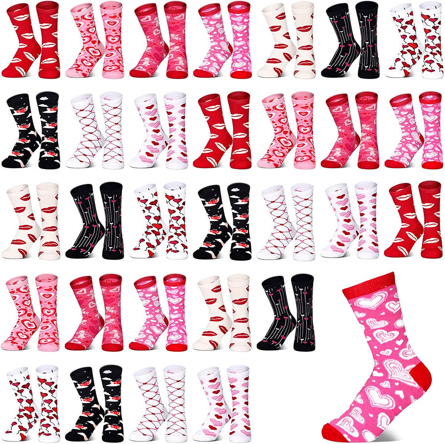 30 Pairs Winter Socks Colorful Warm Socks in Bulk Unisex Cold Weather Crew Socks Vintage Pattern Socks, 30 Styles