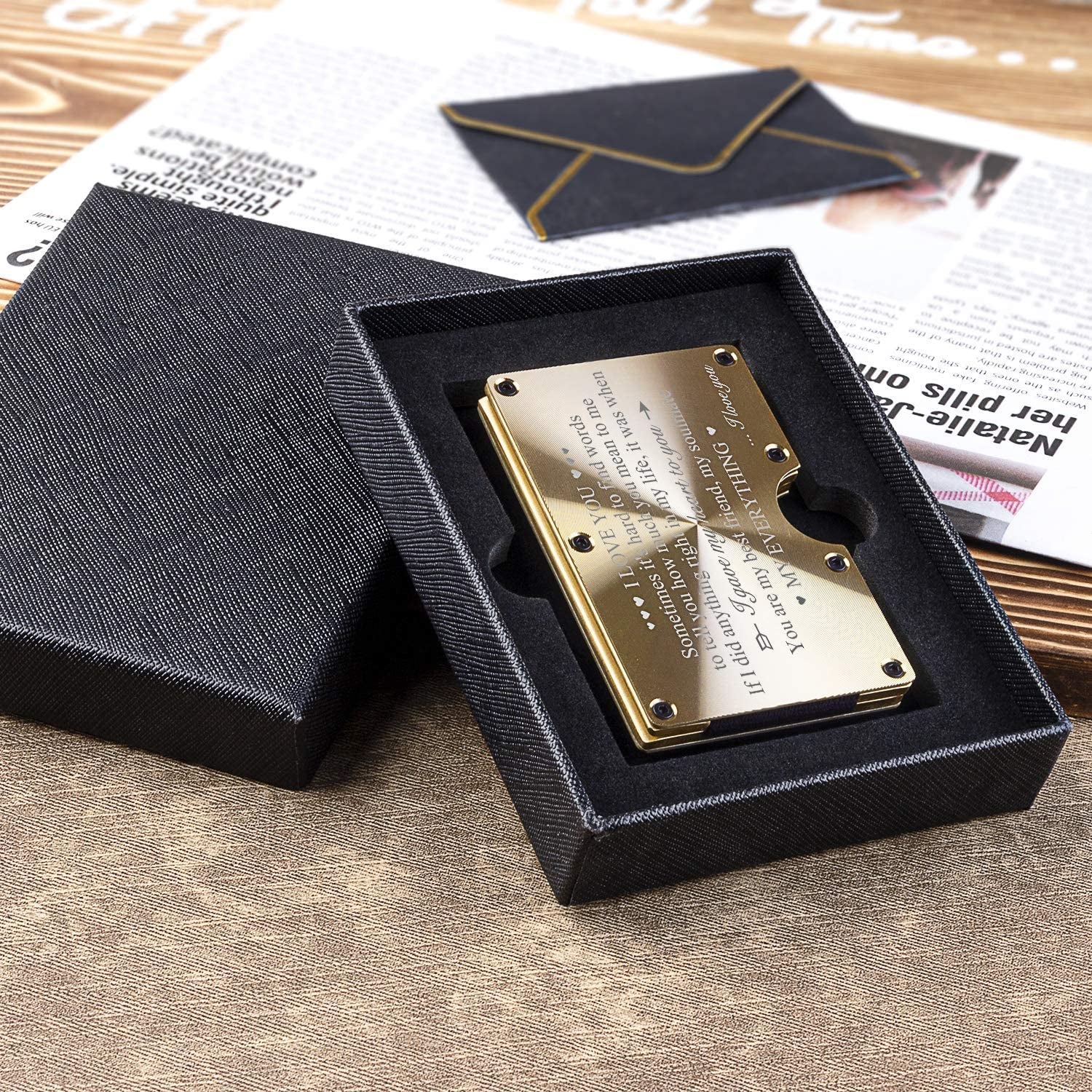 Personalized Wallet Gifts for Husband Boyfriend Custom Aluminum Wallet with Money Clip Engraved Credit Card Holder for Men Anniversary Christmas Valentine'S Day Gifts