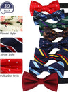 30 Pieces Elegant Pre Tied Bow Ties for Men Boys with Adjustable Floral Neck Band Bowties for Kids Pre Tied Set