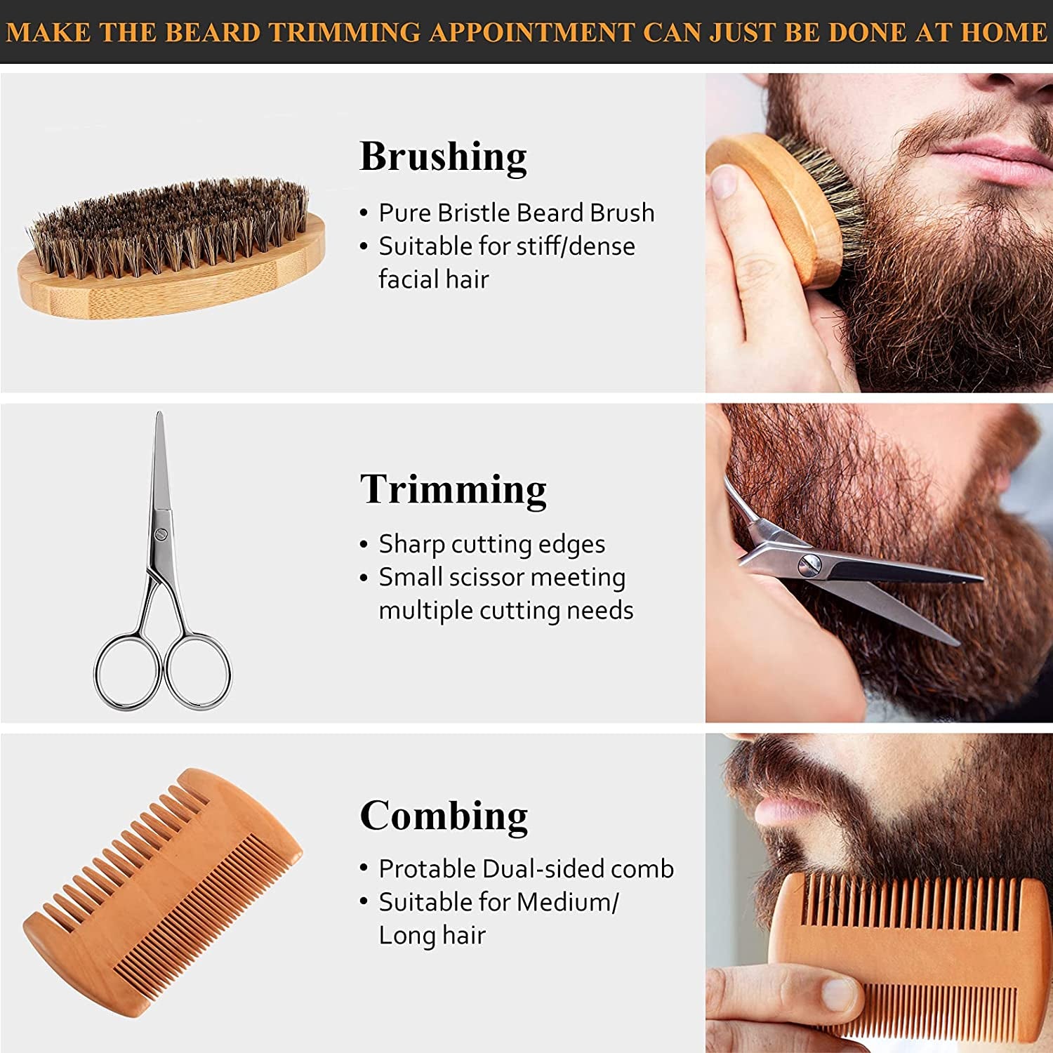 Beard Kit, Mustache Beard Grooming Kit Christmas Gifts for Men Dad Husband Boyfriend with 2 Beard Oil, Beard Wax, Beard Balm, Beard Wash, Brush, Comb, Scissor, Beard Soften Style Kit, Mens Gifts Set