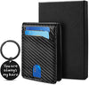 Gifts for Dad,Men'S Leather Wallet for Valentines Day Gifts with Money Clip, RFID Blocking,Bifold Credit Card Holder with 11 Slots,Clips 6-10 Bills,Gifts for Men Him Husband Boyfriend-Carbon Fiber