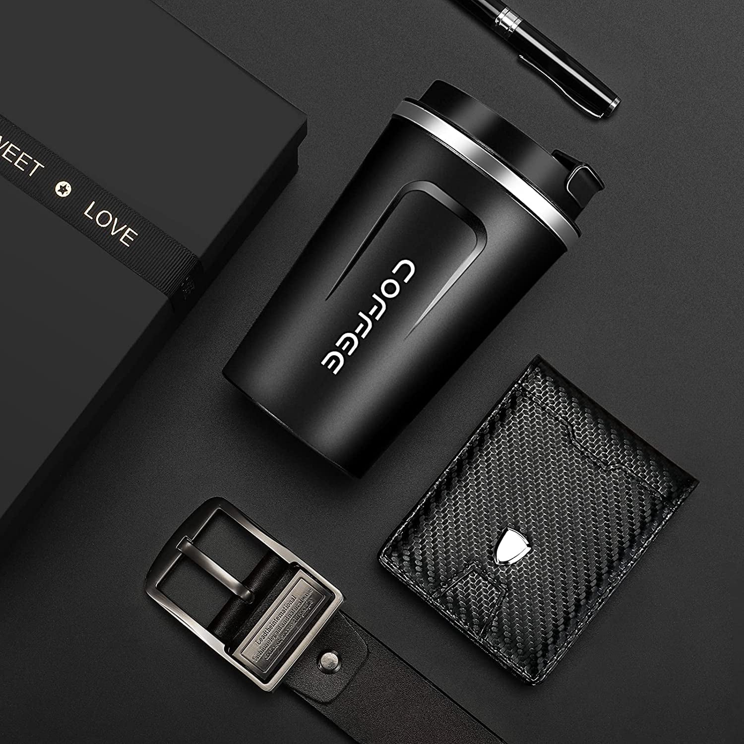 Men'S Birthday Gifts for Daughter, Son, Kid, Wife for Dad, Personalized Gifts for Men with Coffee Mug, Wallet and Belt for Husband Boyfriend Men'S Best Friend Birthday Gifts Father'S Day Gift