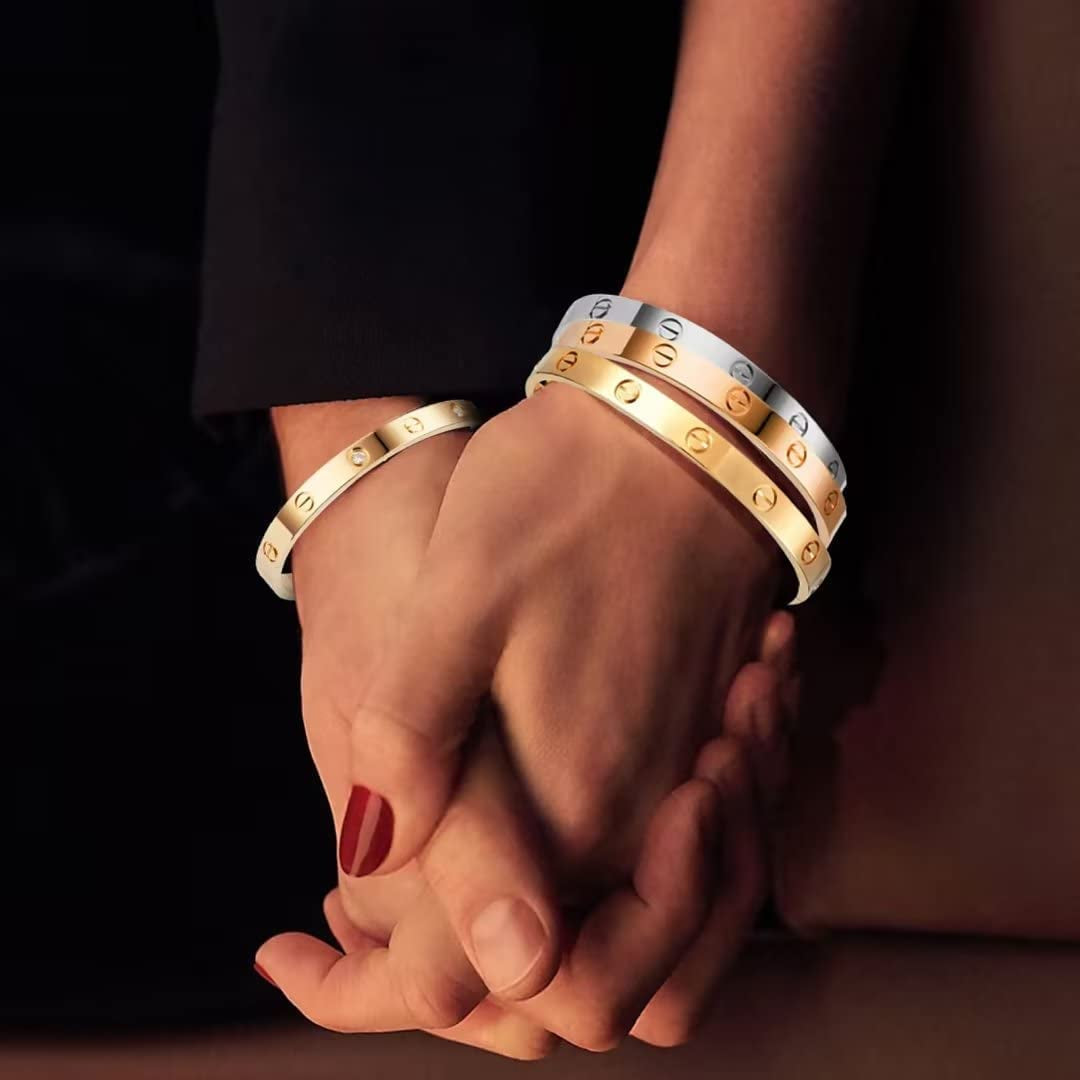 Love Bracelet Bangle with Screw Design Stainless Steel Hinged Jewelry Best Gifts for Love with Valentines Day Mothers Day Anniversary and Birthday for Men Women and Girls