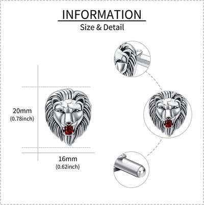 Sterling Silver Lion Head Cufflinks Vintage Jewerly Gift for Men Husband Dad Father