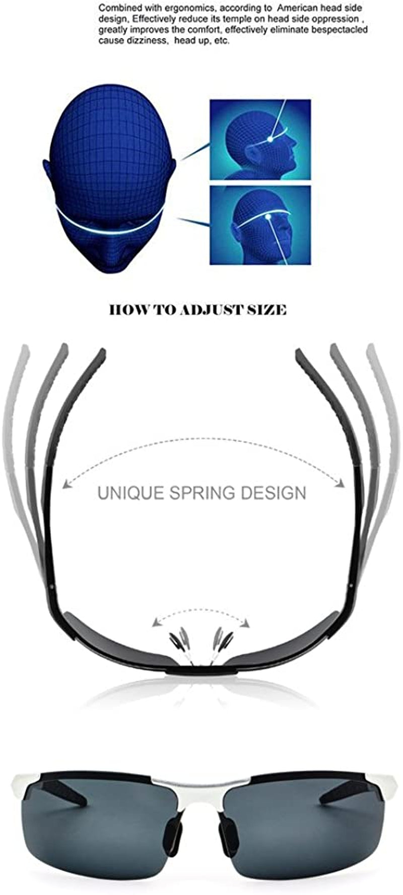 Men Sport Al-Mg Polarized Sunglasses Unbreakable for Driving Cycling Fishing Golf