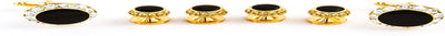 Black Onyx round Crystal Tuxedo Cufflinks & Studs Set in a Presentation Gift Box & Polishing Cloth