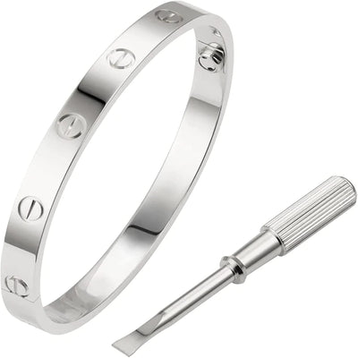 Love Bracelet Bangle with Screw Design Stainless Steel Hinged Jewelry Best Gifts for Love with Valentines Day Mothers Day Anniversary and Birthday for Men Women and Girls