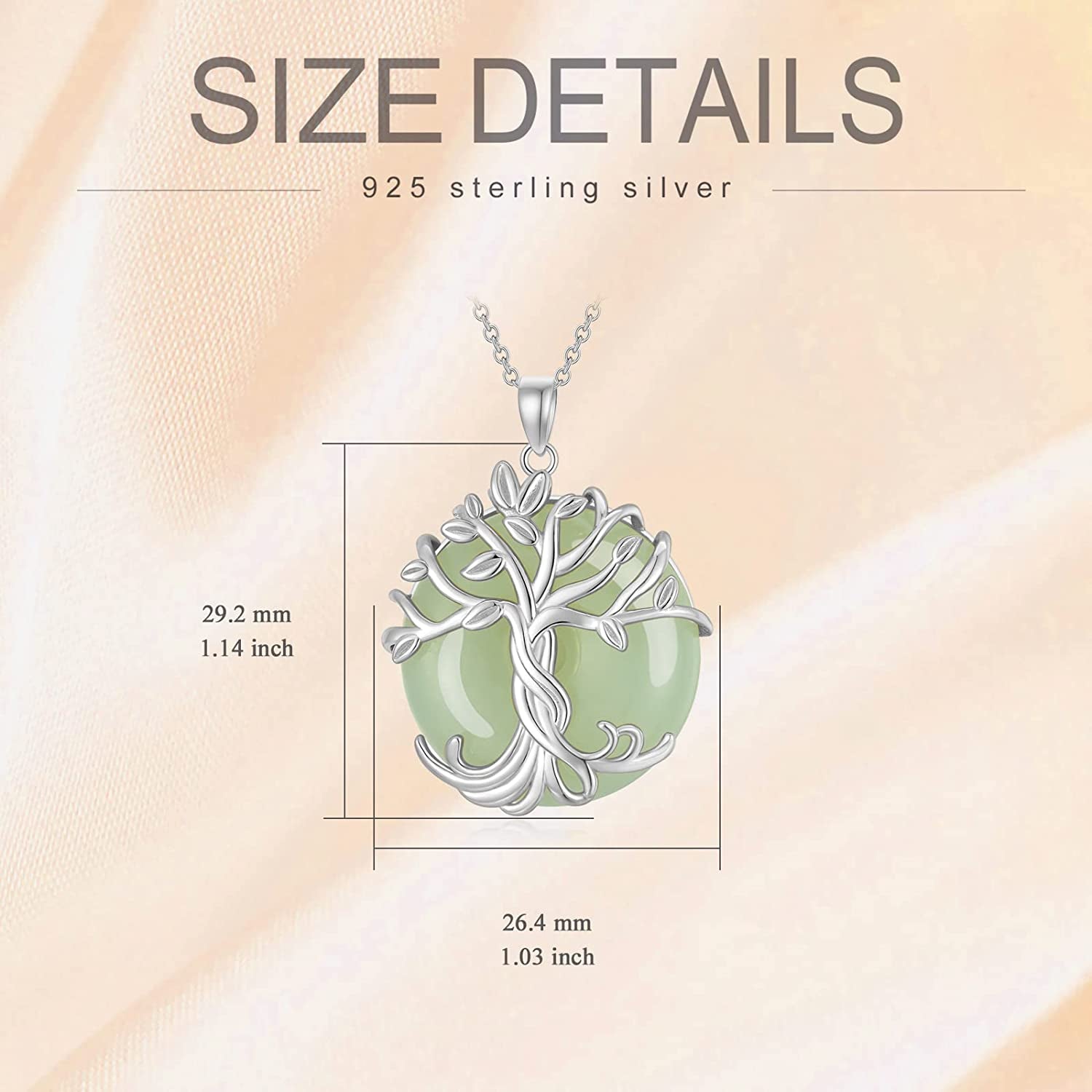 Tree of Life Necklace 14K Rose Gold Silver round Jade/Black Onyx Celtic Family Tree Pendant Necklace Jewelry Gifts for Women Girls Mom Wife Daughter Her