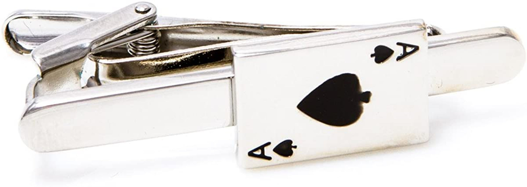 Ace of Spades Poker Playing Cards Pair Cufflinks & Tie Bar Clip in Presentation Gift Box
