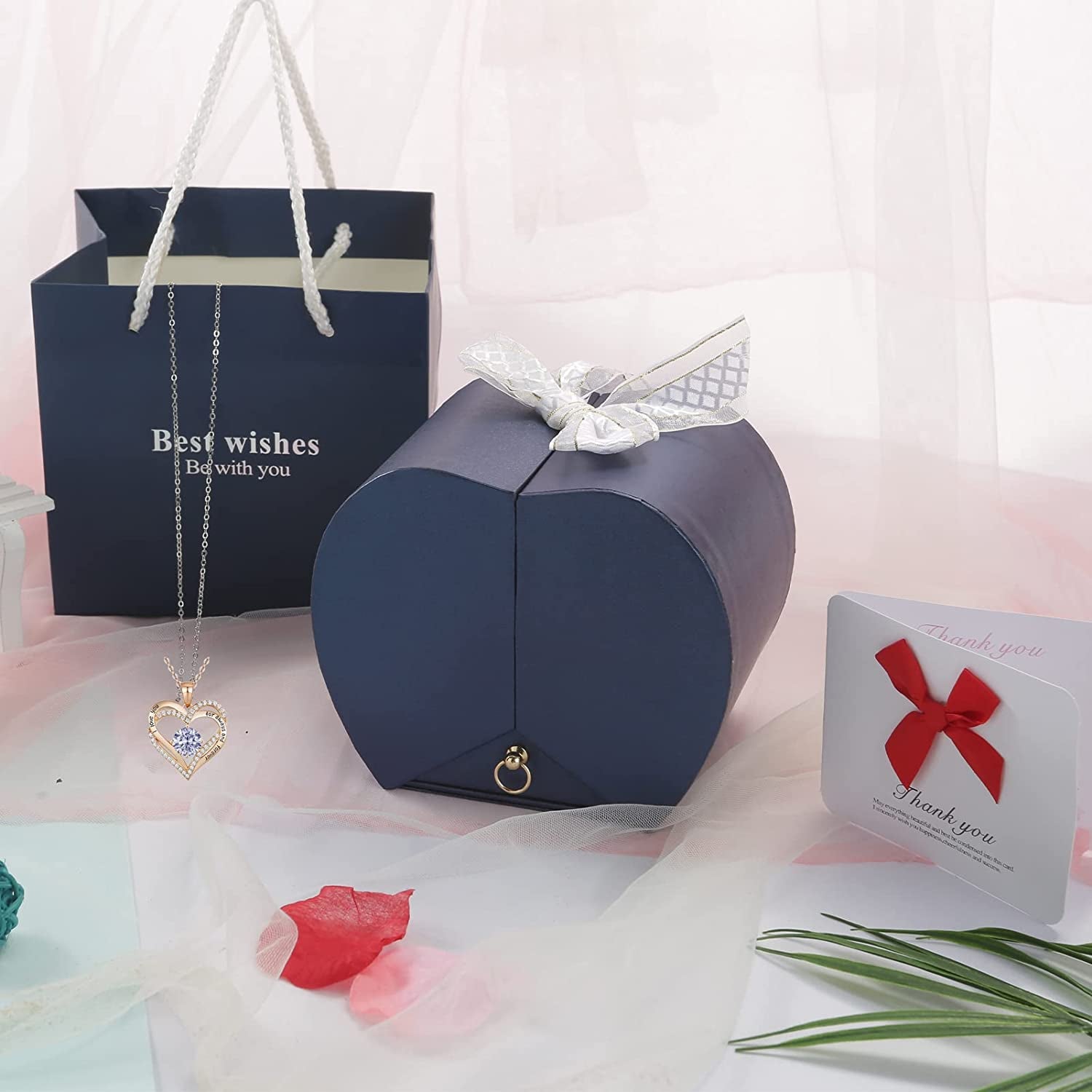 Gift Set for Women Preserved Rose with I Love You Necklace, Gift for Mother Girlfriend Daughter on Christmas Birthday Mother'S Day Anniversary and Valentine'S Day Gift