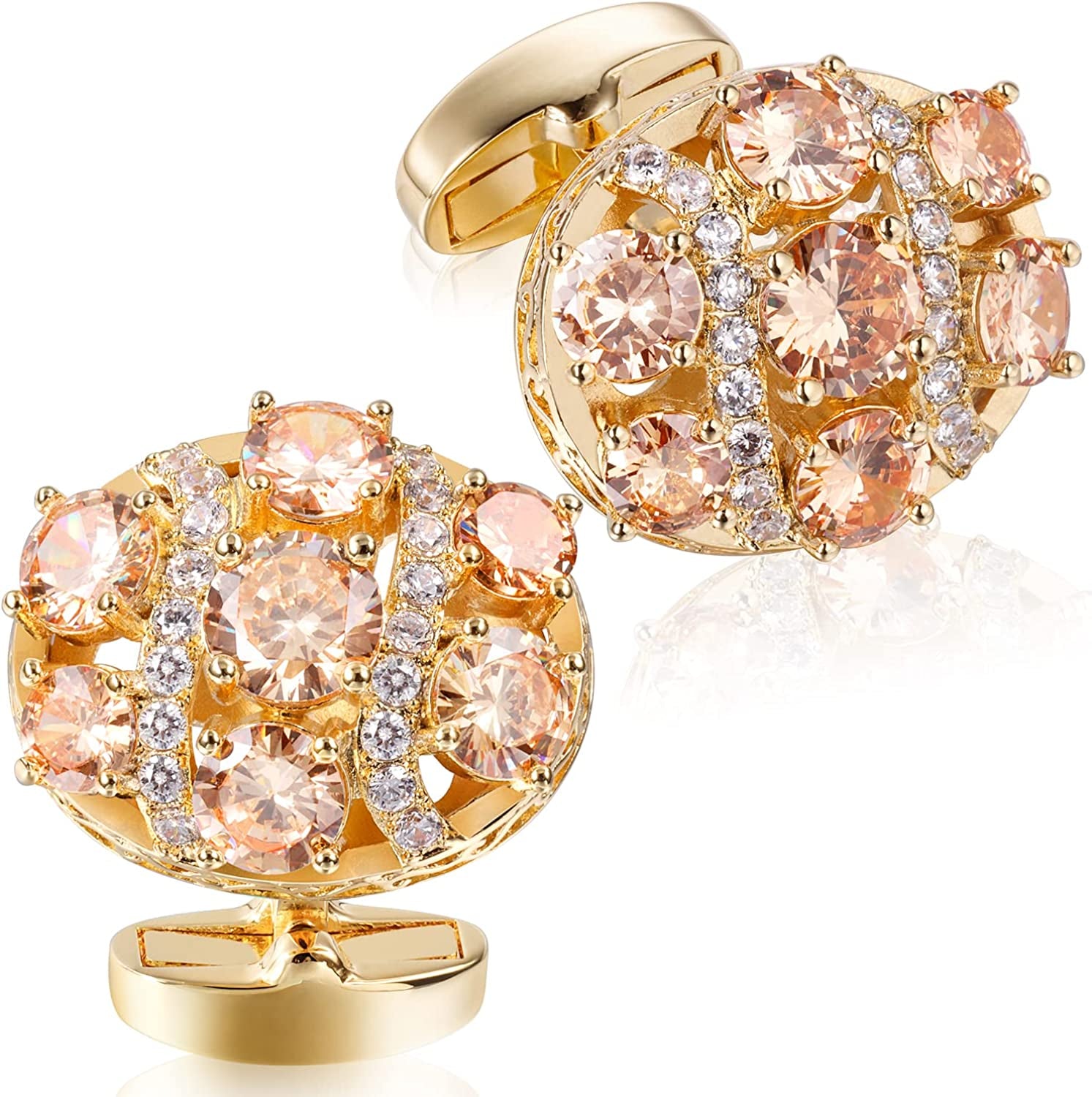 Cufflinks for Men, Gold Diamond Crystal Cufflinks for Groom Husband Personalized Gifts, Mens Formal Wedding Business Cufflinks, Luxurious Gorgeous Cuff Links French Shirt Accessories