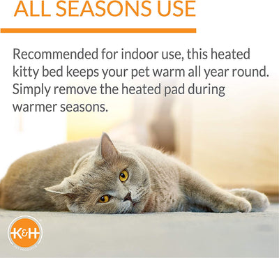 Heated Thermo-Kitty Pet Bed, Plush Cat Bed, Sage