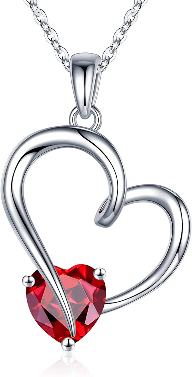 Heart Birthstone Necklace for Women Jewelry, 925 Sterling Silver Heart Necklace with Birthstone Valentines Mothers Day Anniversary Christmas Birthday Gifts for Women Mom Teen Girls Jewelry