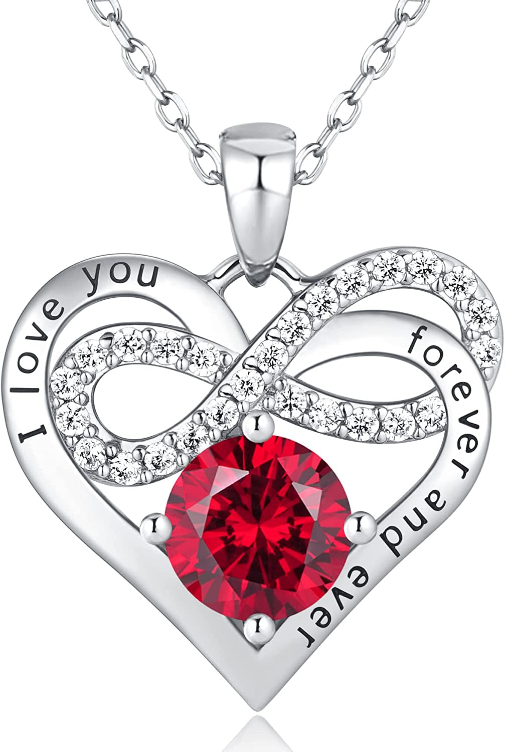 Infinity Heart Necklaces for Women Girls - 925 Sterling Silver Rose Gold Chain with 2 Carat (8MM) CZ Diamond, Christmas Valentines Day Birthday Wedding Jewelry Gifts for Women Wife Girls Her