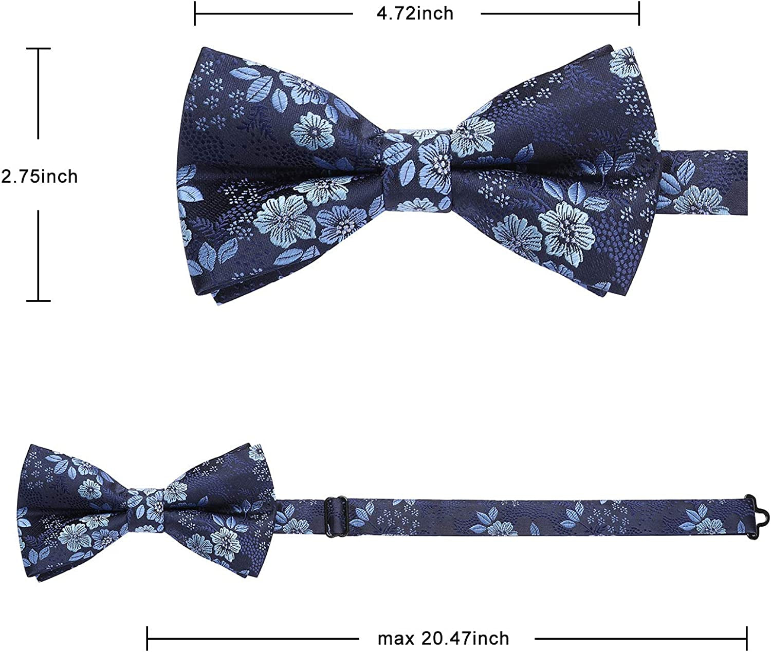 3/6 Pack Bow Ties for Men Paisley Plaid Dot Pre-Tie Bow Tie and Pocket Square Formal Bowties Handkerchief Set Adjustable