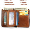 Mens Wallet Zipper Genuine Leather RFID Card Holders Cowhide Zip Coin Pocket Bifold Wallets for Men Brown(Anti-Theft Brush)