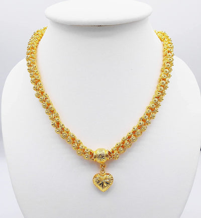 Heart Pikun Flower 22K 23K 24K Thai Baht Yellow Gold GP Necklace Pendant Jewelry Women